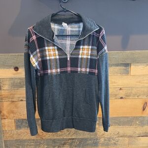 Plaid Half-Zip Sweater